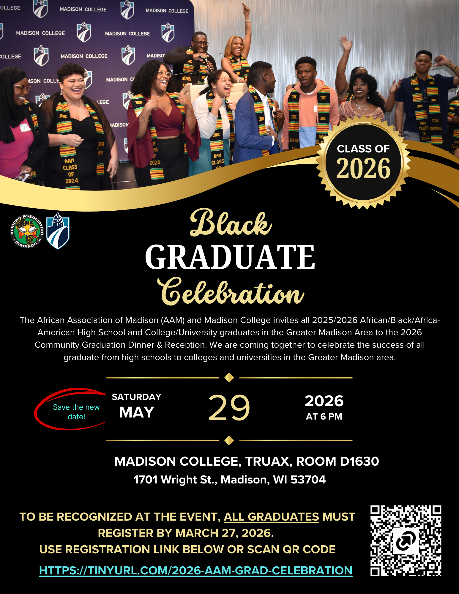Flyer of African Association of Madison 2026 Community Graduation Celebration