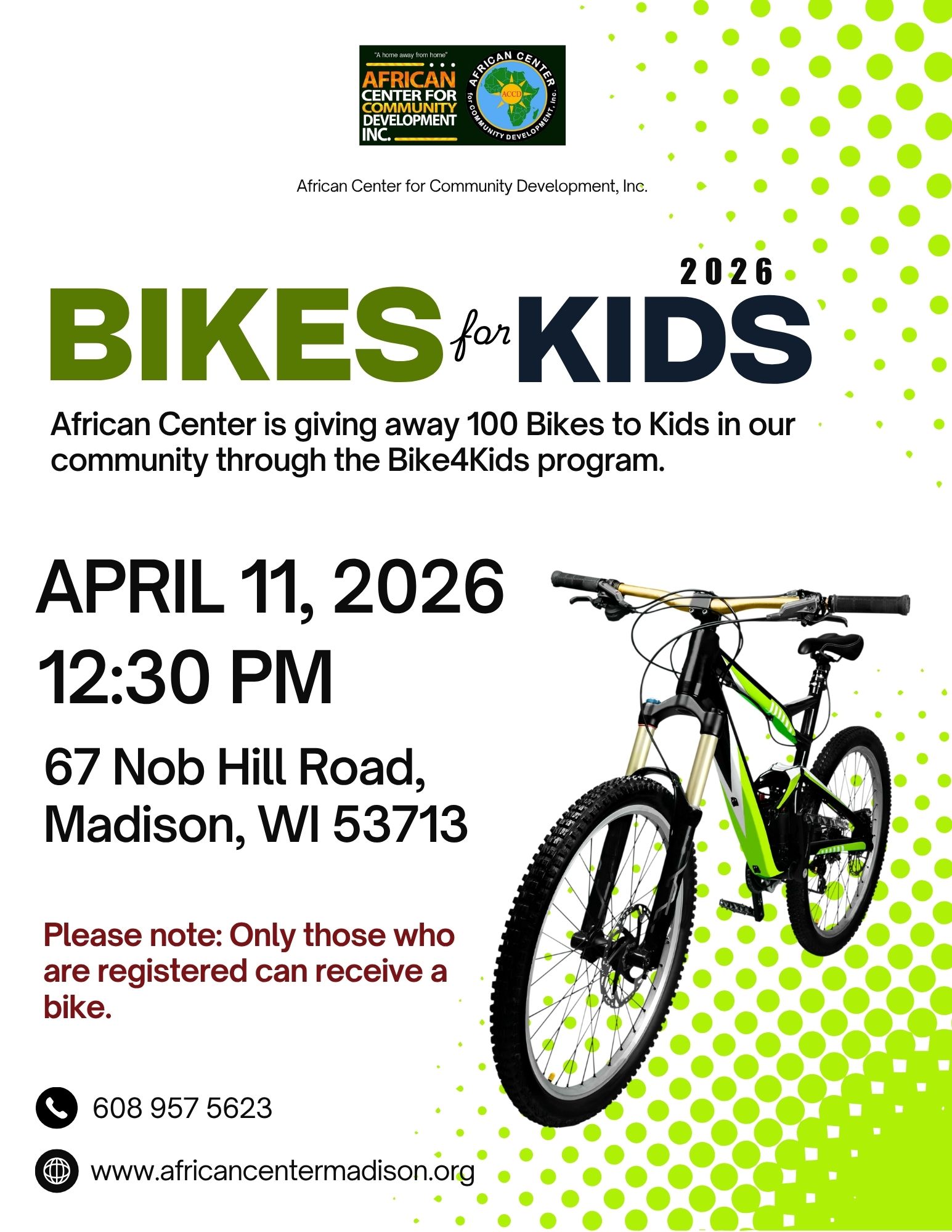 Flyer for 2026 Bike for Kids distribution